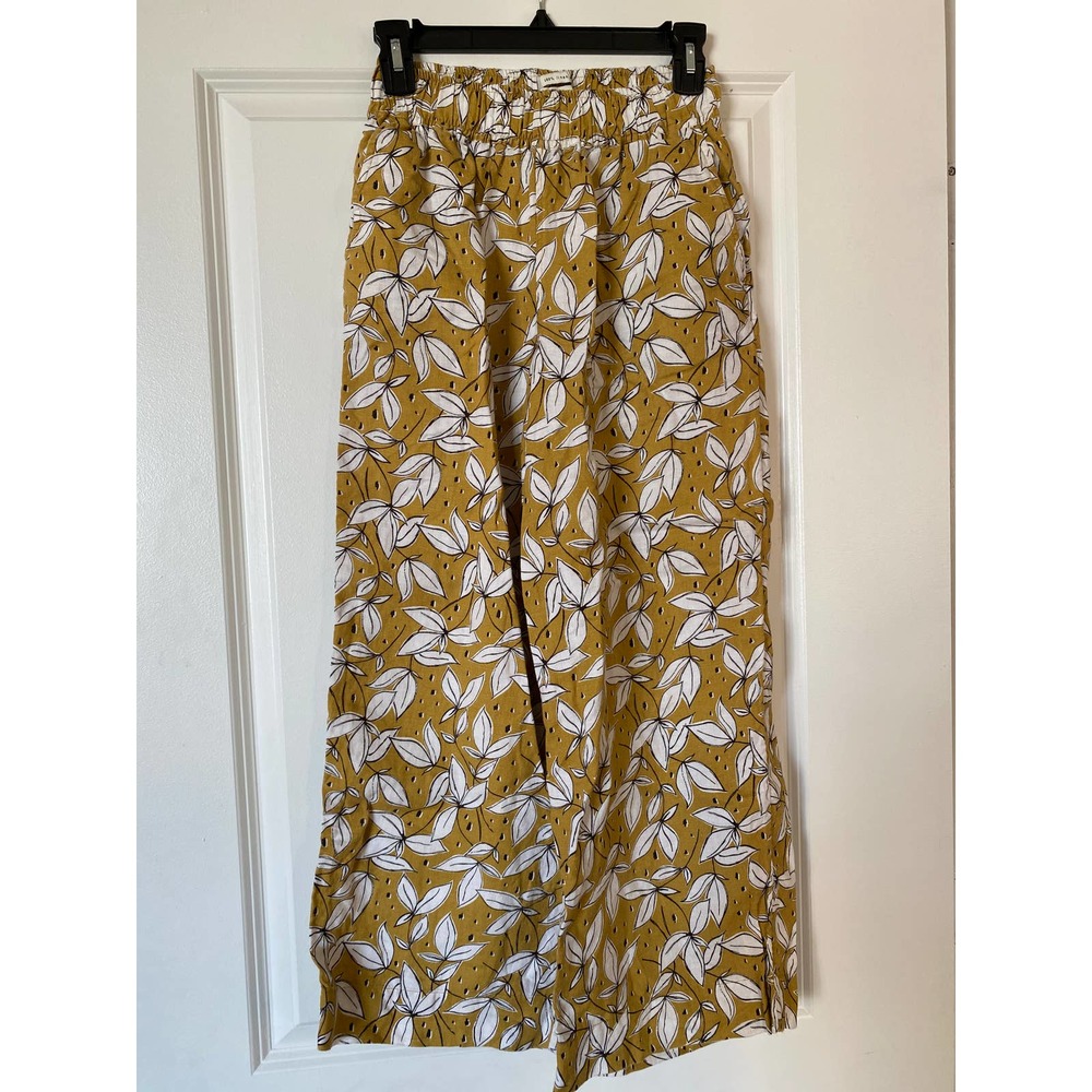 RACHEL ZOE Women's XS Linen Wide Leg Pants Yellow Floral